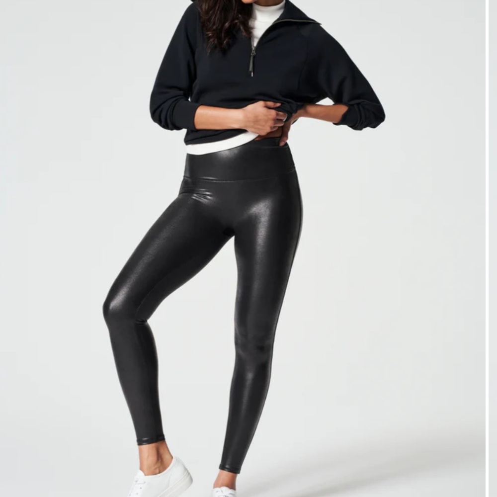 EUC Spanx Faux Leather Leggings XL